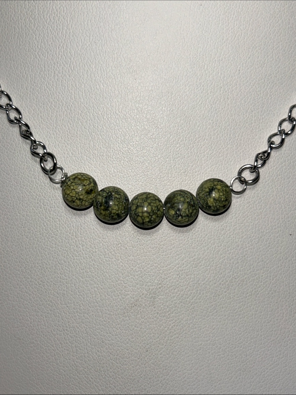 New Artisan Handmade Genuine Russian Jade Stainless Steel 19” Necklace